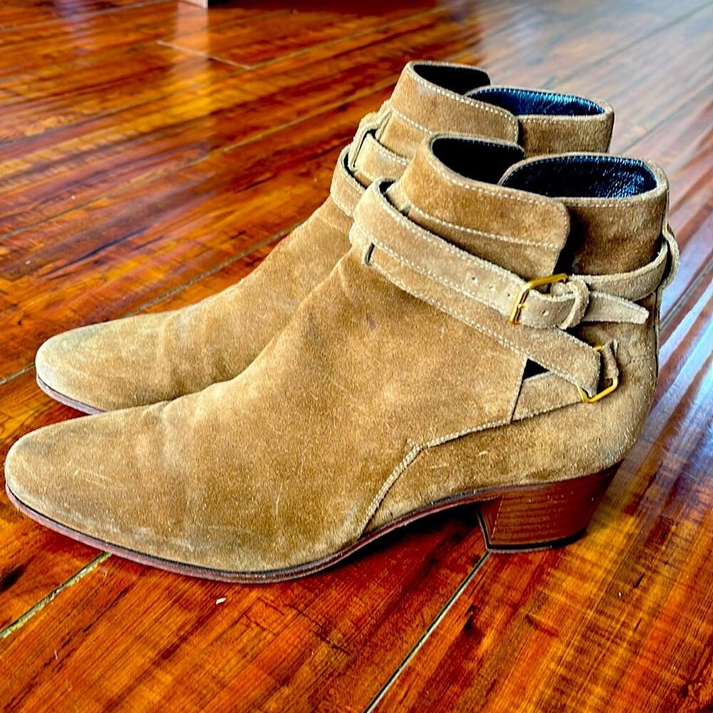 Saint Laurent Paris Blake Jodhpur brown suede ankle boho western cowgirl Boots 8